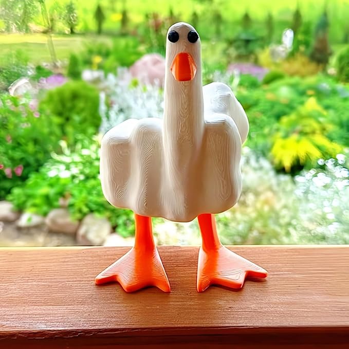 Funny Middle Finger Resin Duck Garden Statue